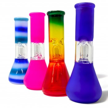 8'' Frosted Color Glass Single Perc Water Pipe - Assorted [WP81P-F]